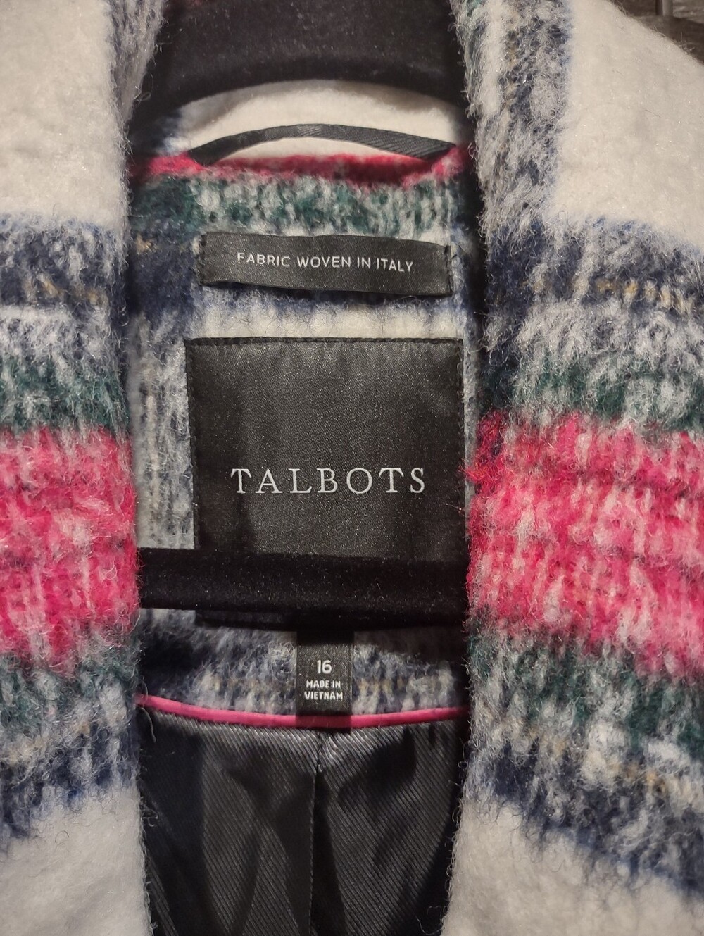 Talbots Brushed Plaid Wool Blend Pea Coat Women's Size 16 - Picture 3 of 4